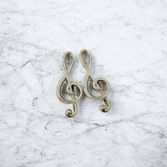 SILVER Treble Clef Delicate Screw-On Music Note Sterling Earrings New - Picture 4 of 12